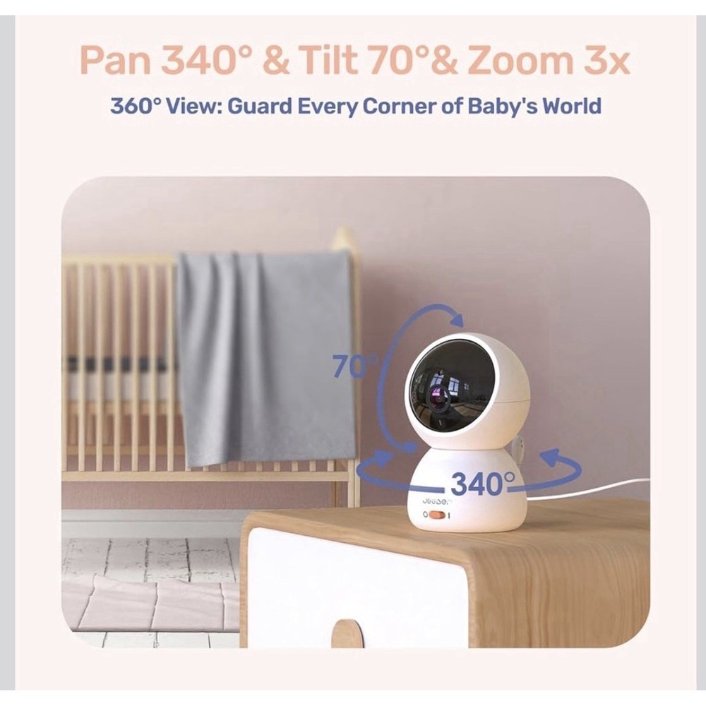 12N32/ 1080P WiFi Baby Monitor with 2 Cameras Audio4"IPS Display 2.4GHz Wifi,Pan - Picture 5 of 7